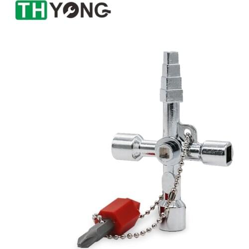 4 In 1 Universal Cross Triangle Wrench Key For Train Electrical Elevator Cabinet Meter Valve Alloy Square Hole