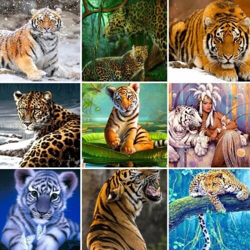 40/45/50 Diamond Painting Animal Tiger Leopard Full Square Drill 5D DIY Embroidery Animals Mosaic Sale Rhinestone Art Home Decor