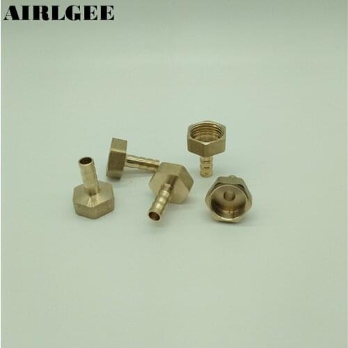 5 Pcs 1/2"PT Female Thread to 8mm Air Hose Barb Brass Straight Fitting Connector