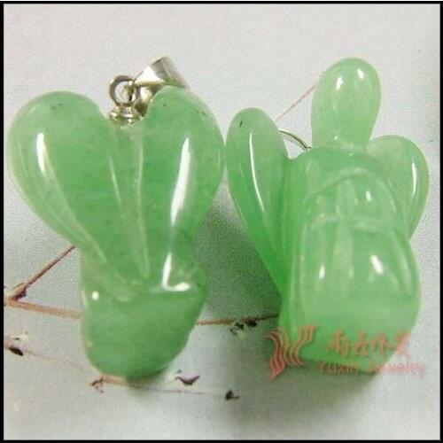 5pcs/lot Fashion Natural Green Aventurine Angel Pendants Charms Stone for Necklace Making Jewlery Carved Angel With Wing Pendant