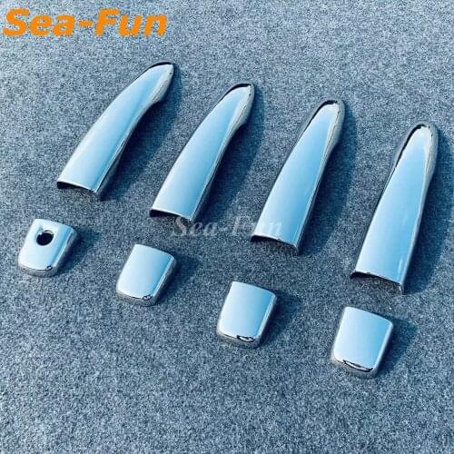 ABS Chrome Protector Door Handle Cover With Smart Key Hole Catch Cap Trim Molding For Nissan Kicks P15 2021 2022 Car Accessories