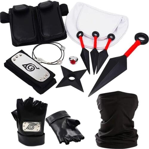 Anime Boruto Kakashi Itachi Cosplay Accessories Toys Props Kunai Ring Gloves Mask Headband Shuriken Ninja Throw Collect Gift Set