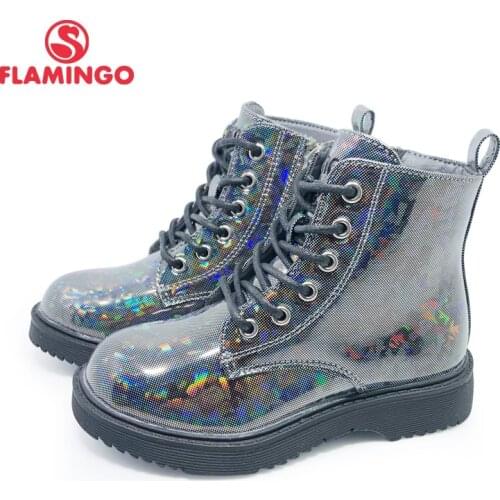 FLAMINGO Russian brand autumn/winter fashion kids boots high quality Bright leather anti-slip kids shoes for girl 202B-Z23-2127