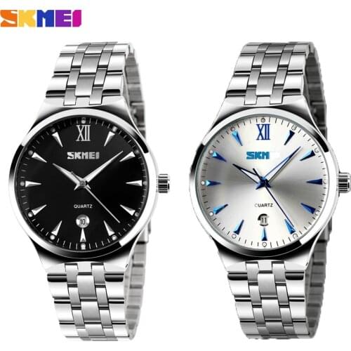 SKMEI Top Brand Luxury Mens Quartz Watch Fashion Waterproof Clock Stainless Steel Band Wristwatch As Gifts Relogio Masculino