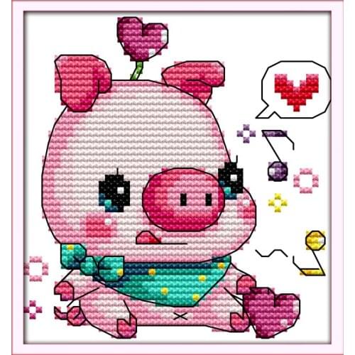 Music pig baby cross stitch kit 14ct 11ct count print canvas stitches embroidery DIY handmade needlework plus