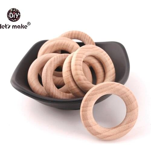Lets Make Baby Teether 50pc Beech Wooden Round Wood Ring 40mm DIY Bracelet Crafts Gift Teething Accessory Nursing Bangles