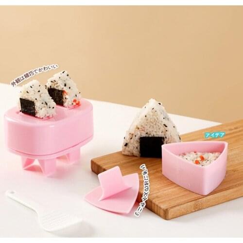 Onigiri Mould Triangle Rice Ball Moulds Makers Triangle Sushi Mold for Bento and Japanese Boxed Meal Children Bento Pink