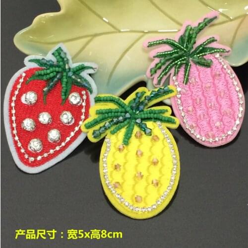 Fruit exquisite beaded diamond star cloth sweater/bag/coat decoration beaded sew on patches for clothes parches para la ropa