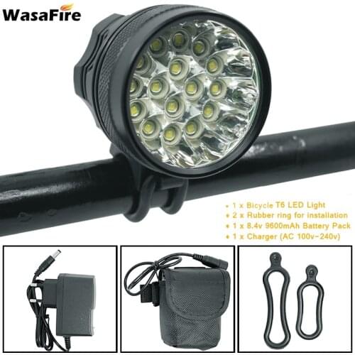 Wasafire 40000lm Bike Light 16*XML-T6 LED Bike lamp +9600mAh battery Bicycle front Light Headlight luz bicicleta