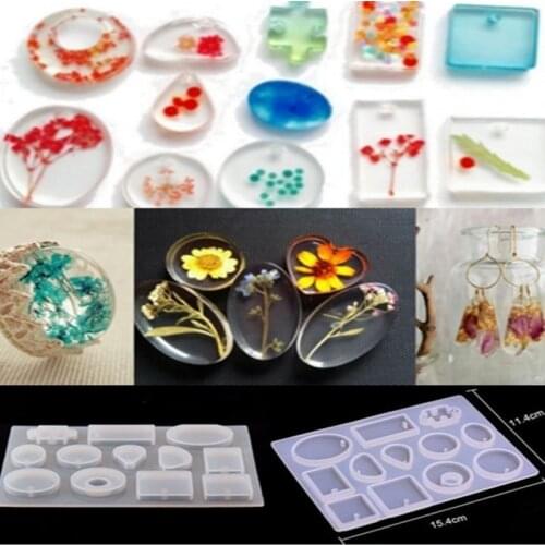 12 Designs Cabochon Silicone Mold Necklace Pendant Resin Jewelry Making Mould DIY Hand Craft