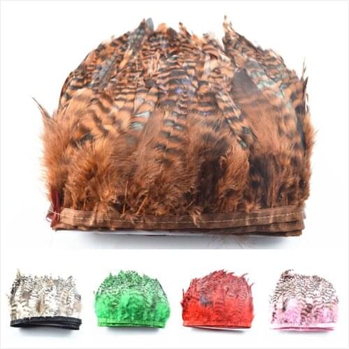 Quality Pheasant Feather Trims Length 1yard Width 10-15CM/4-6inch dyed needlework feathers ribbon DIY feathers for crafts party