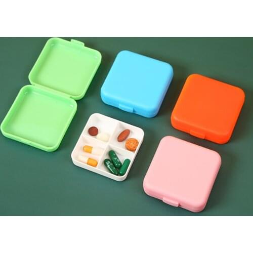 Pocket Pill Case Travel Pill Box 4 Grid Small Medicine Container Holder Drug Organizer Plastic Pillbox Storage tablet Day Box