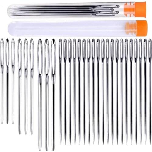 LMDZ 29 PCS Large Eye Sewing Needles Sewing Sharp Needles Large Eye Blunt Sewing Needle Hand Stitching Needle with Sewing Bottle