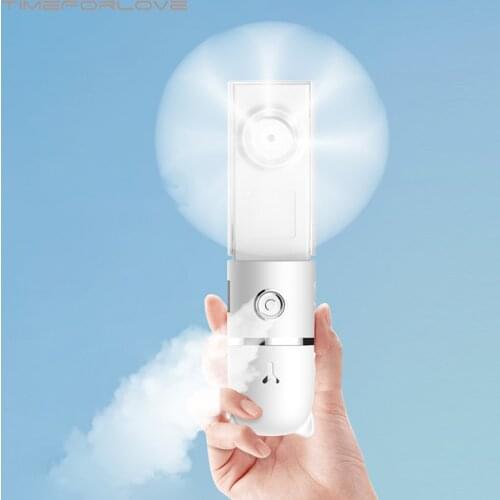Mini Nano Facial Steamer Professional Nebulizer USB Portable Nano Spray Face Humidifier Nanomister Vaporizador With Mini Fan