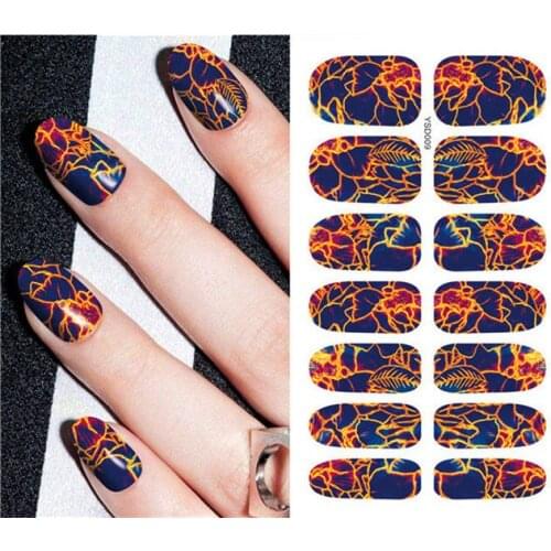 Nail sticker art decoration Volcano Fire Grid slider adhesive Water Transfer decals manicure lacquer accessoires polish foil