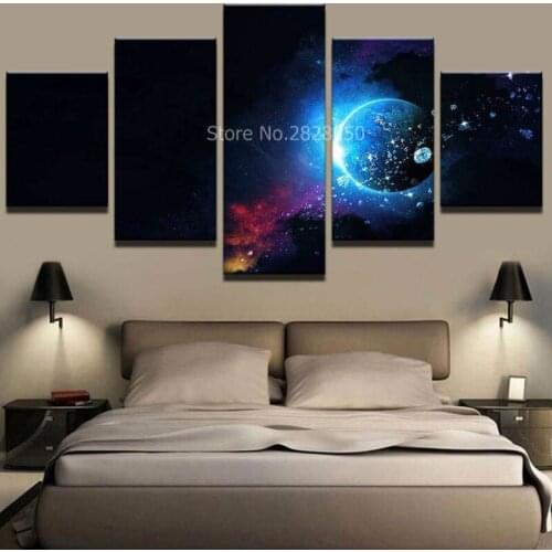 Universe Outer Space Wall Art Picture for Living Room 5 Piece Modern Painting Canvas Modular Living Room Bedroom Home Decoration