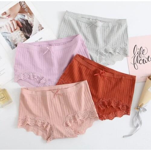 [independent outfit] explosive flamingo middle waist seamless womens underwear antibacterial high bounce lace bow briefs female