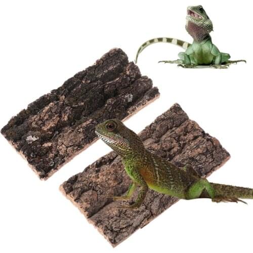 New Creative Natural Rodent Reptile Habitat Decoration Lizard Spider Hide Climbing Tree Bark Platform Feed Box Ornament