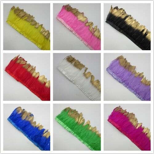 Wholesale Goose Feather Trims 40 Meter/Lot Dyed Geese Feather Ribbons/15-18cm Fringes Goose Feather Cloth Belt DIY decorative