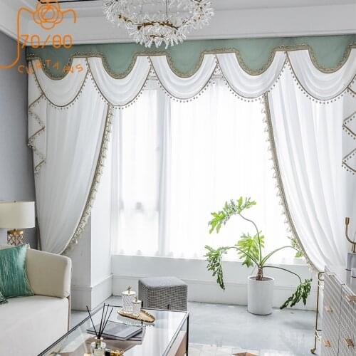 French Romantic Semi-blackout Curtains for Living Room Bedroom Bay Windows Valance Custom Finished Products White Gauze