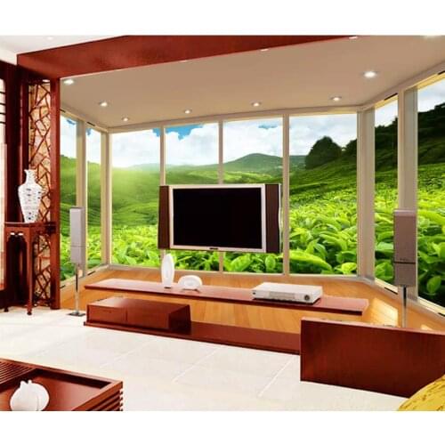 Modern Custom 3D Wallpaper European balcony forest grass landscape 3D TV background Living Room Wallpaper 3D Painting