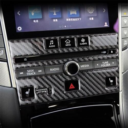 Carbon Fiber Style Console Cd Panel Cover Fit For Infiniti Q50 Q60 2014 2015 2019
