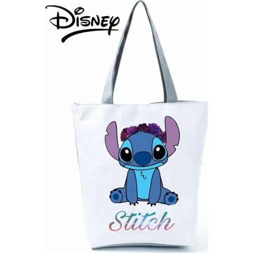 Disney Lilo Stitch Printed Handbag Women Eco Reusable Shoppaing Bag Beach High Capacity Tote Cartoon Shoulder Bag Custom Pattern