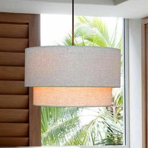 Fabric Drum Shade Ceiling Light Fixture Chandelier Home Living Room Dining Room Bedroom Pendant Lamp Contemporary PA0359