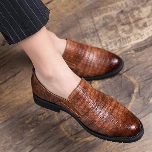 Shoes men original fashion designer mens wedding shoes crocodile pattern plane party dress formal dance business shoes обувь 44