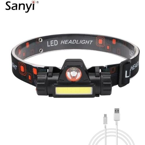 Outdoor Portable Camping Lantern 2 Modes XPE+COB LED Mini Headlamp USB Rechargeable Fishing Headlight Magnetic Head Flashlight