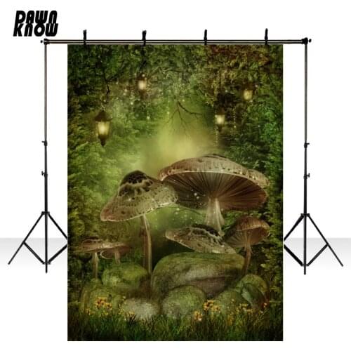 DAWNKNOW Alice in Wonderland Mushroom Vinyl Photography Background Fairy Tale Polyester Backdrop For Children Photo Studio F1753