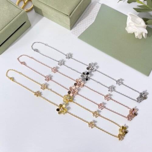 High Quality Inlay AAA Zricon Flower Choke Short Necklaces For Women Brand Jewelry