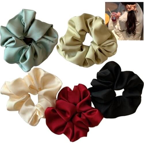 Women Silk Scrunchie Elastic Handmade Multicolor Hair Band Ponytail Holder Headband Hair Accessories 1PCS Satin Silk Solid Color