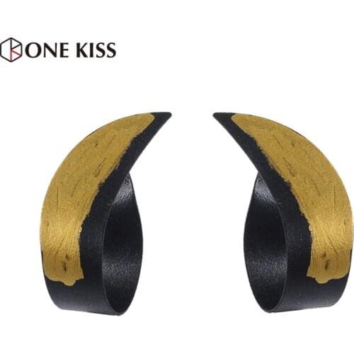 Punk Gold&Black Plated Geometric Statement Metal Fashion Stud Earrings For Women Personality Irregular Surface Jewelry Wholesale