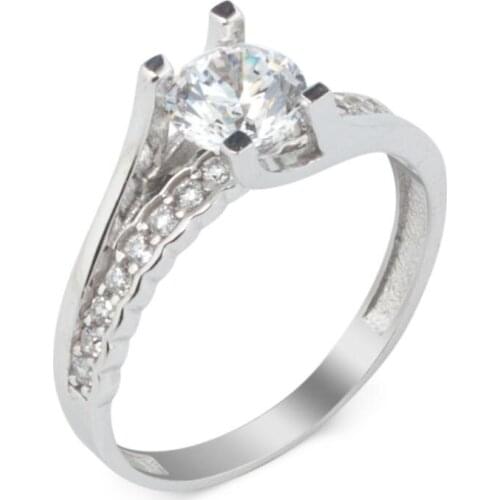 Women Silver Solitaire Ring With Zircon Gemstone Wedding Engagement Gifts Top Quality Promise Ring Women Silver Accessories