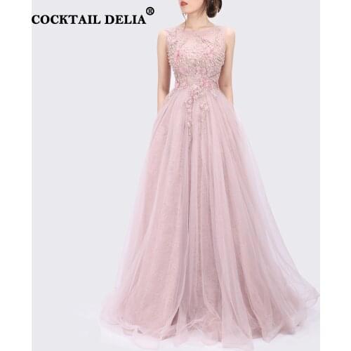Pink Grey Purple A-Line Womens Wedding Evening Dress Sleeveless Elegant Ceremony Prom Dresses 2021 Formal Gowns Lace O-Neck