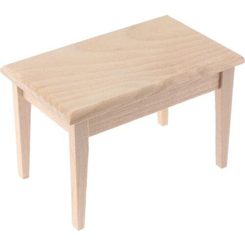 1/12 Dollhouse Miniature Wooden Rectangle Table Model Toys DIY Furniture Accessories