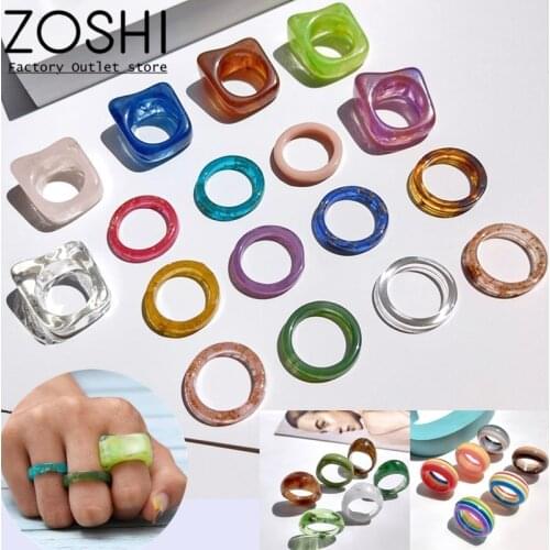 1-5pcs Multiple Color Resin Transparent Irregular Marble Fruit Pattern Ring Tortoise Ring Gradient Style Trendy For Women Or Men