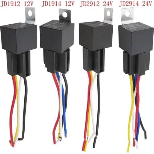 1Pcs Waterproof Automotive Relay 12V 24V 40A 4P 5Pin Car Relay JD1912 JD1914 JD2912 JD2914 Auto Relais with Harness Relay Socke