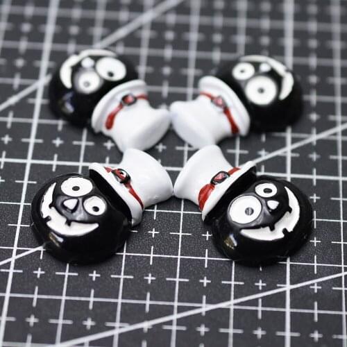 1pcs/lot resin flat back black Mr.ghost 27mm Hallowmas Cabochons Hair Bow Center Card Frame Making Craft DIY