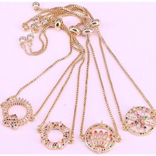 10Pcs , Gold Filled Beautiful Rainbow Cz pave micro spacer beads connector charm bead Bracelets