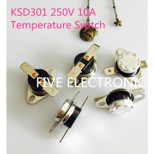 5pcs/lot KSD301 250V 10A Temperature Switch KSD-301 Low Temperature: 0-40 Degree Celsius normally open