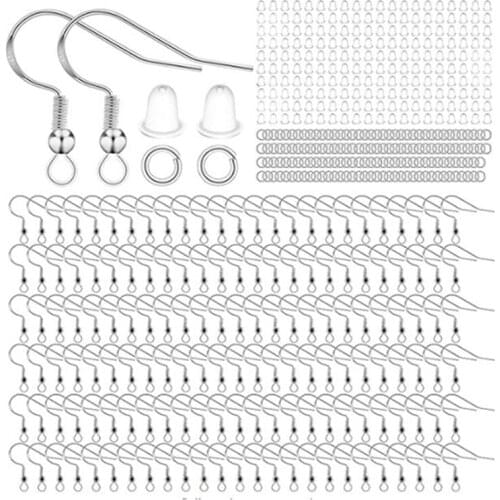 500Pcs Hypoallergenic Earring Making Kit with Jump Rings and Clear Silicone Earring Backs Stoppers