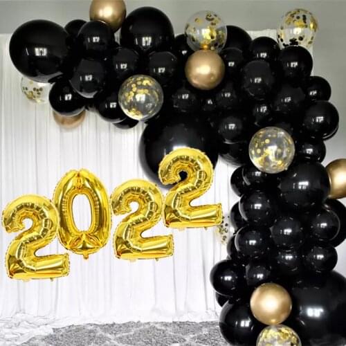 66pcs Gold Polka Dot Balloon Garland Arch Kit Chrome Gold Latex Balloons 2022 Happy New Year Birthday Party Decoration Supplies
