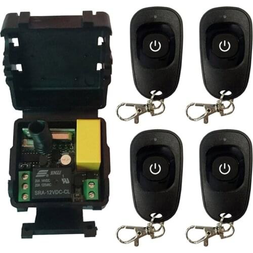 AC 220V 1CH 1 CH Wireless RF Remote Control Light Switch 10A Relay Output Radio Receiver Module+one-button black Transmitter