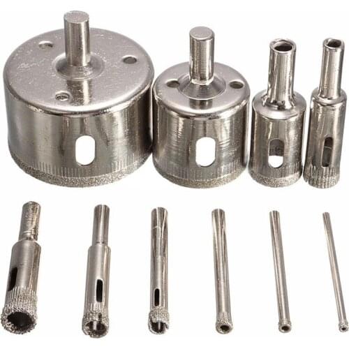 10Pcs Diamond Hole Saw 3-50mm Drill Bit Saw Set Tile Ceramic Marble Glass Cutter