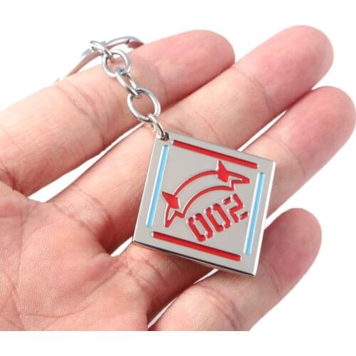 Anime DARLING in the FRANXX 02 Zero Two Keychain Code 002 Red Devil Horn Pendant Keyring for Women Men Jewelry Cosplay Props