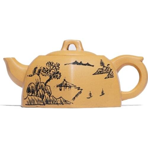 Teapot Yixing Original Mine Section Clay Pot Famous Handmade Six-square Small-capacity Purple Sand Pot Kungfu Tea Set