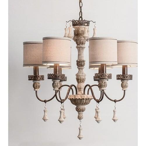 Mid century wood chandeliers with fabric shade elegant noble lustre classic house hanging light fixture in bedroom foyer kitchen