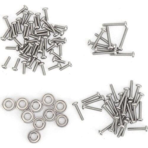 For AXIAL SCX24 90081 1/24 RC Crawler Car 96Pcs M1.4 Screw & Bearing(6X3X2.5mm) Set Upgrades Parts Accessories